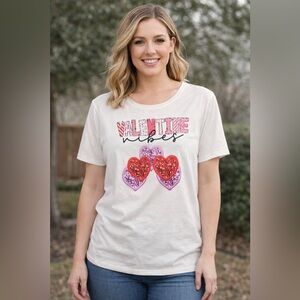 Valentine Vibes Graphic Tee 4XL 💘 Hearts White Shirt Vinyl Flaw